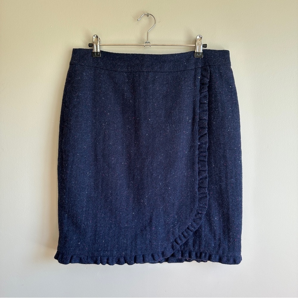 Talbots Blue Wool Blend Pencil Midi Skirt 10P